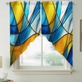 thumbnail image 5 of Abstract Art Swag Valances for Windows 2 Pack Blue Yellow Gradient Wavy Lines Geometric Modern Swag Kitchen Curtains 36 Inches Long Rod Pocket Short Window Treatment for Kitchen Bathroom 36"x36", 5 of 9