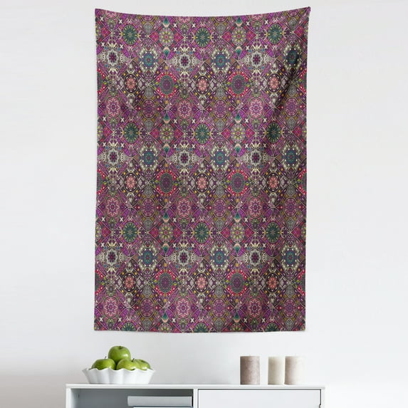 Mandala Tapestry, Colorful Floral Oriental Arrangement Moroccan Eastern Vintage Vibes Illustration, Fabric Wall Hanging Decor for Bedroom Living Room Dorm, 5 Sizes, Multicolor, by Ambesonne