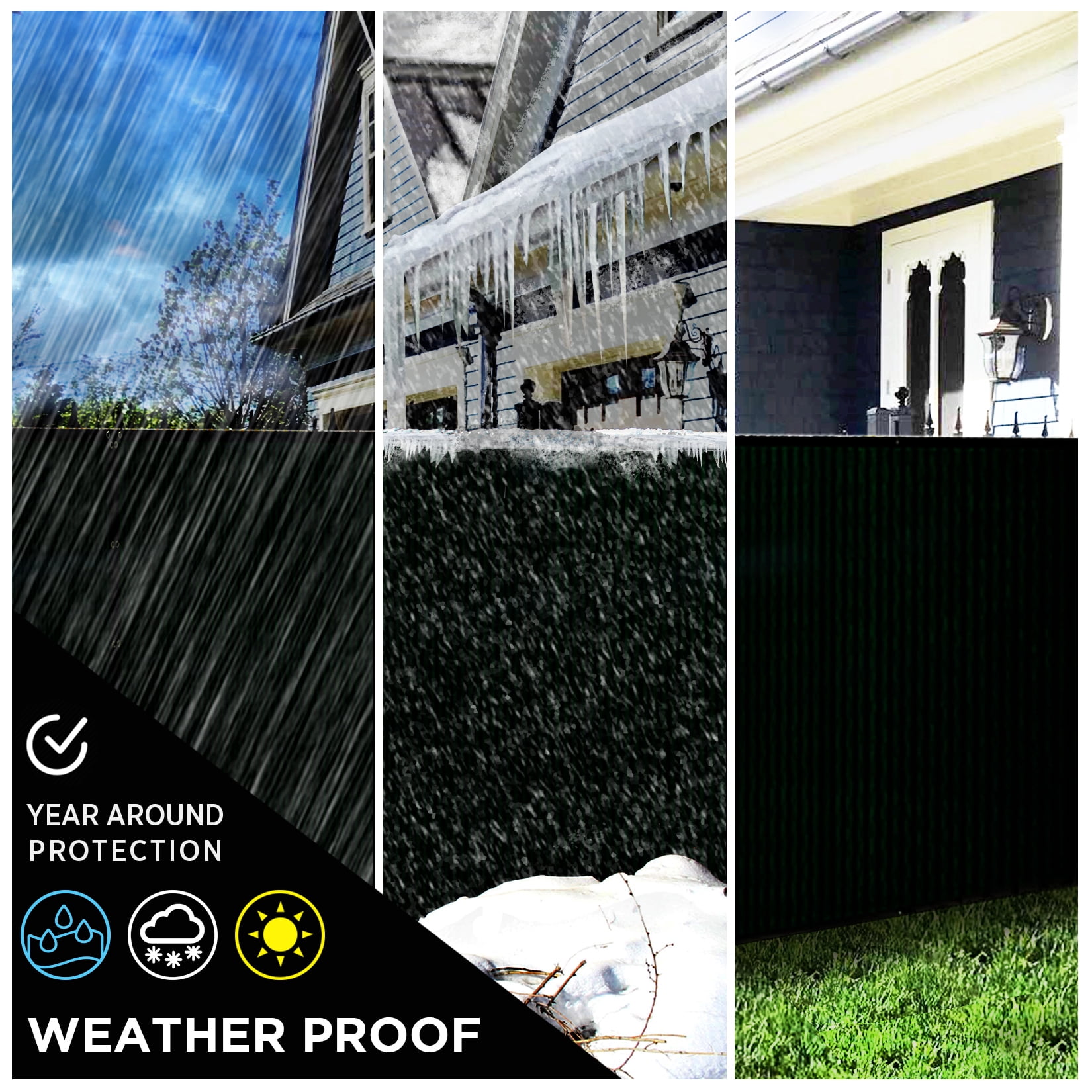 BOEN Privacy Fence Screen Netting, 6 ft x 100 ft, Black, Reinforced Grommets, Commercial Fence Cover