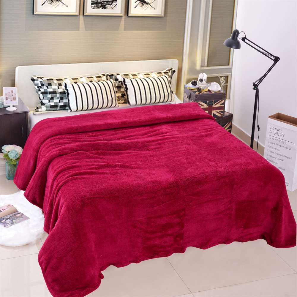 Luxury Flannel Fleece Blanket for All Season Full 79"x81" Red Walmart