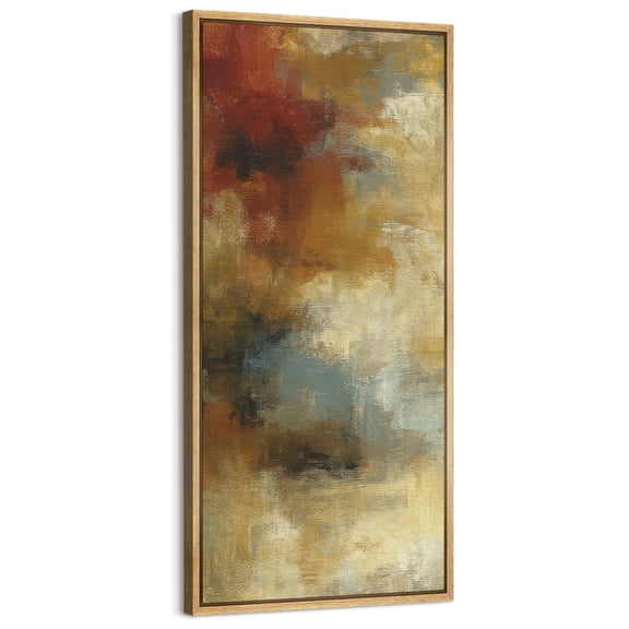 Large Framed Canvas Art Neutral Autumn Abstract Landscape Print for Vintage Living Room Bedroom Wall Decor - 60"x30" Natural Framed
