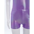 thumbnail image 6 of TSSOE Girls Glossy Dance Leotard and Shorts Set Sleeveless Criss-Cross Back Bodysuit Top + Shorts Scrunchies for Ballet Purple 7-8, 6 of 7