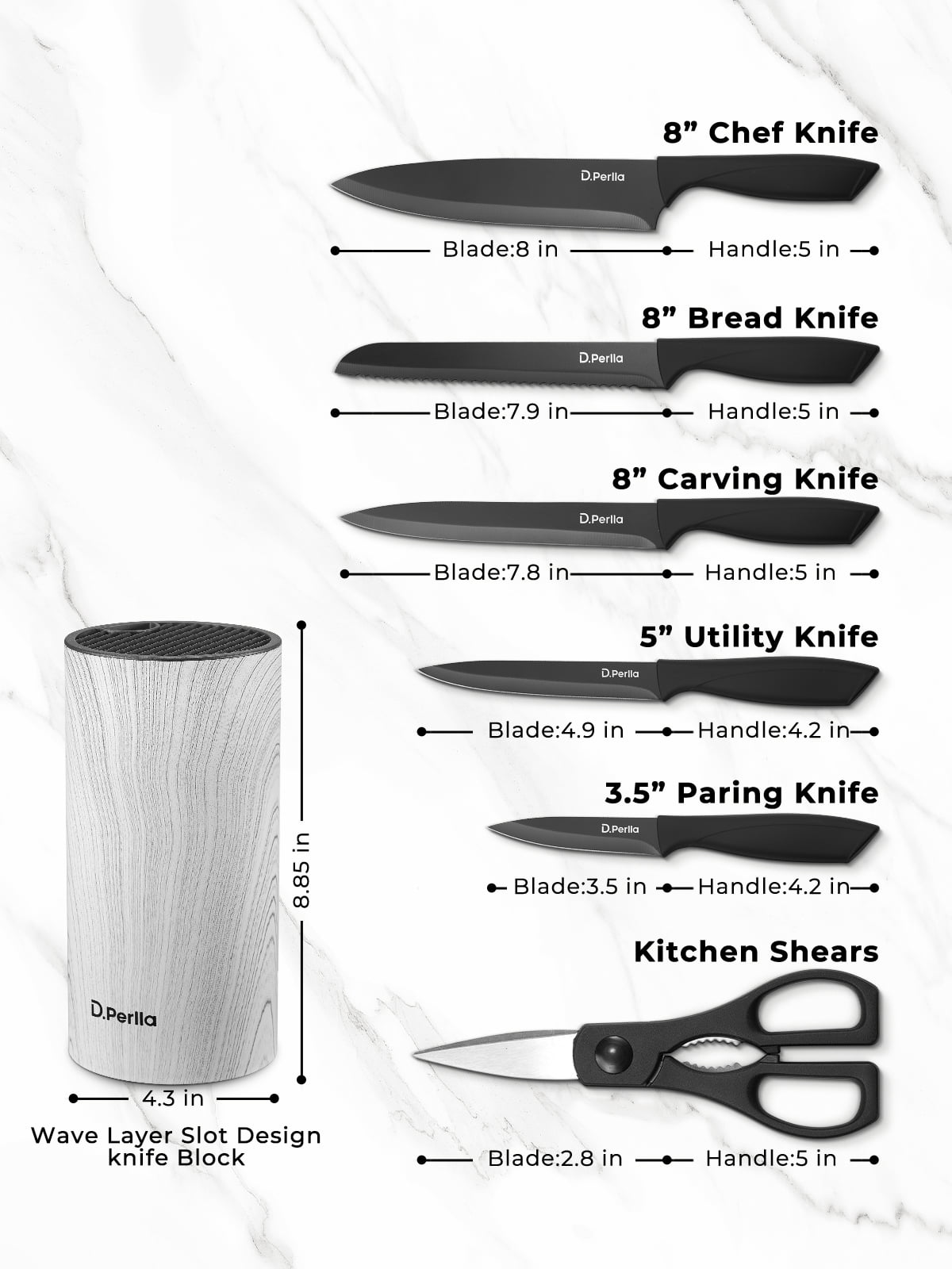 16 PCS Titanium Knife Set, High Carbon Stainless Steel Kitchen Knife Set,  Anti-rusting, Super Sharp Cutlery Knife Set with Acrylic Stand and Serrated  Steak Knives – AICOOK
