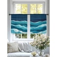 thumbnail image 4 of Abstract Waves Sheer Curtains 45 Inches Long 2 Panels Navy Blue Wave Gradient Navy Background Light Filtering Semi Sheer Window Curtains Drapes for Bedroom Living Room 52"x45", 4 of 7