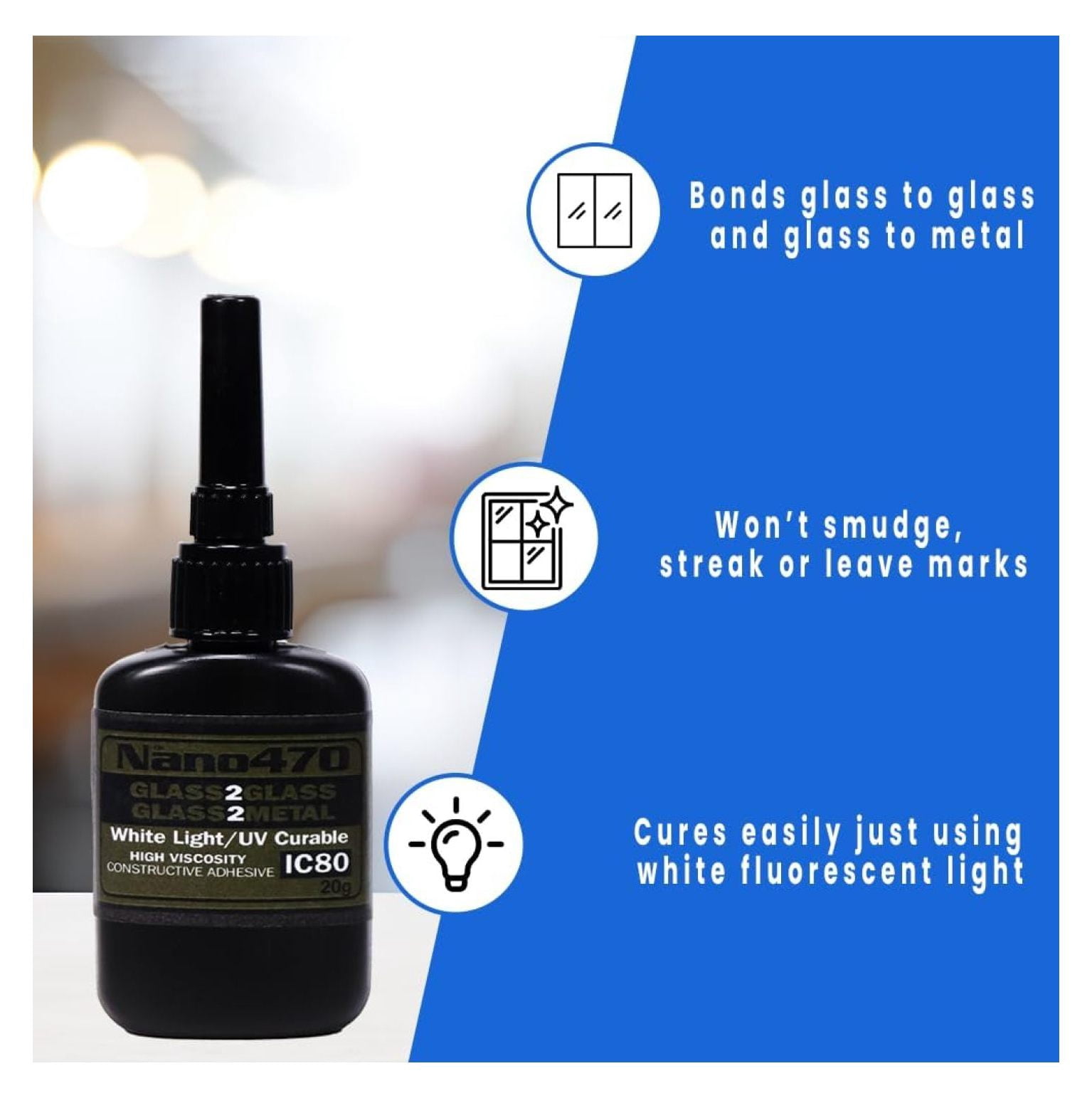Nano 470. Clear Glue, 50g (Pack of 1) - Super Strength - Fast Setting for Projects and Repairs, Glass and Metal - Construction Clear Construction 50g