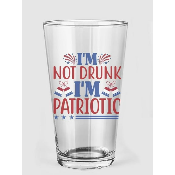 Smartprints I'm Not Drunk I'm Patriotic Pint Glass -Image by Shutterstock, 16 oz Transparent Glass
