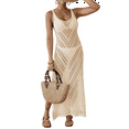 thumbnail image 3 of Women'S Crochet Coverups Sleeveless Beachwear Dresses Side Slit Maxi Beachwear One Size, 3 of 7