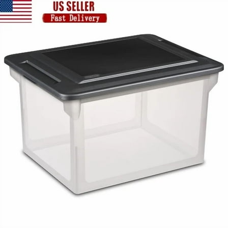 Clear Storage File Box Letter Legal Size Organizer Indexed Stacking Container Us
