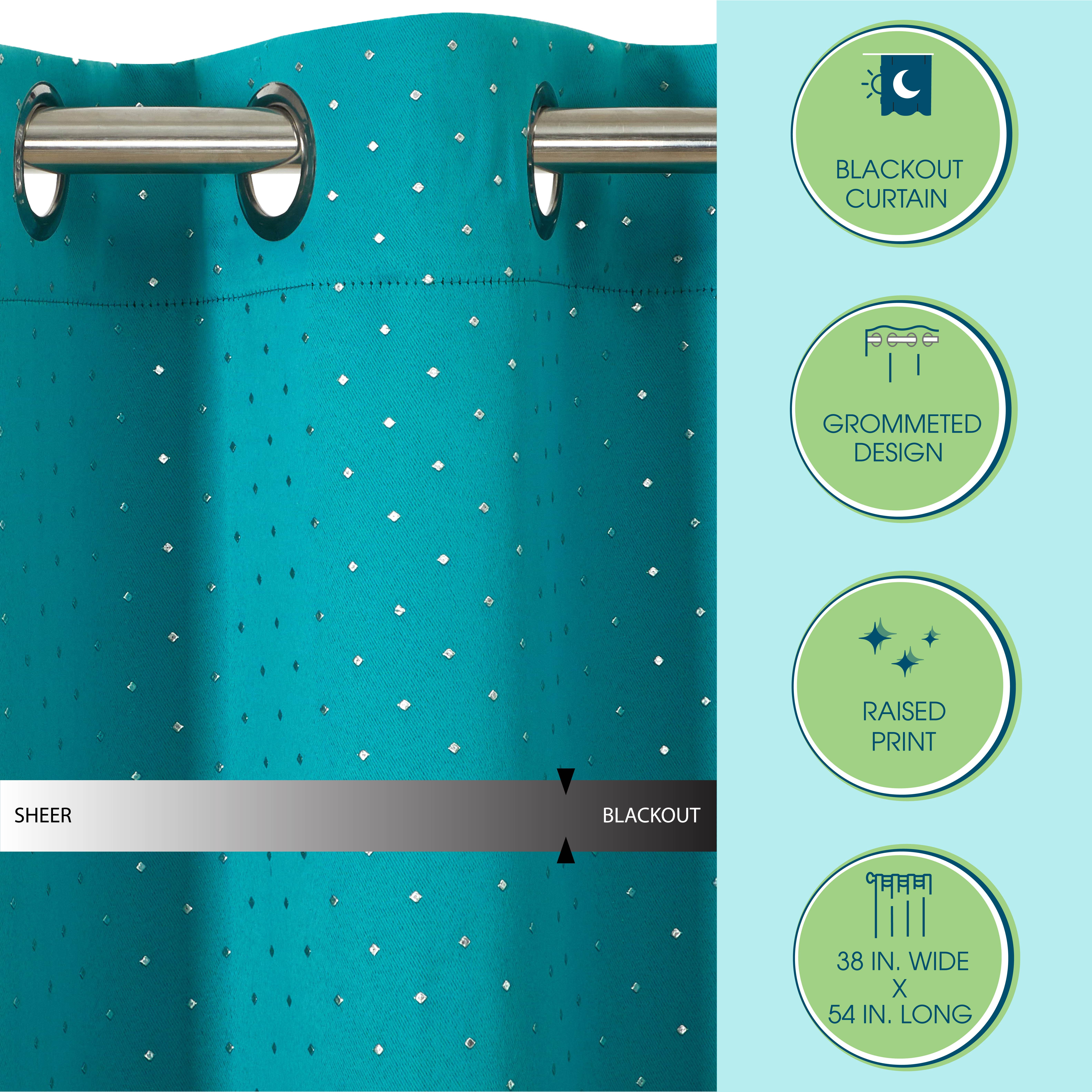 Your Zone Blackout Grommet Curtain Panel, 1 Panel, Blue/Metallic Diamond, 37" W x 54" L