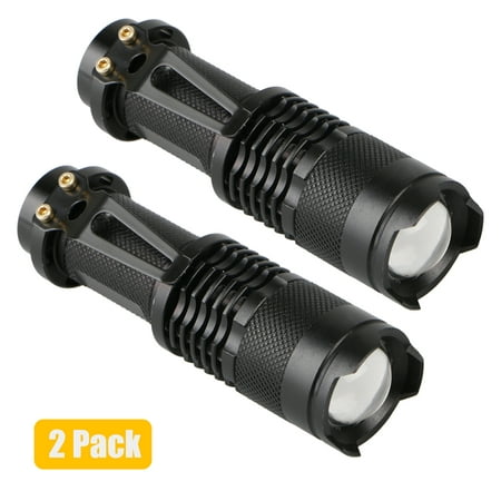 2-pack Super Bright LED Tactical Flashlight Military Grade Zoomable Adjustable Focus Water Resistant Torch Light