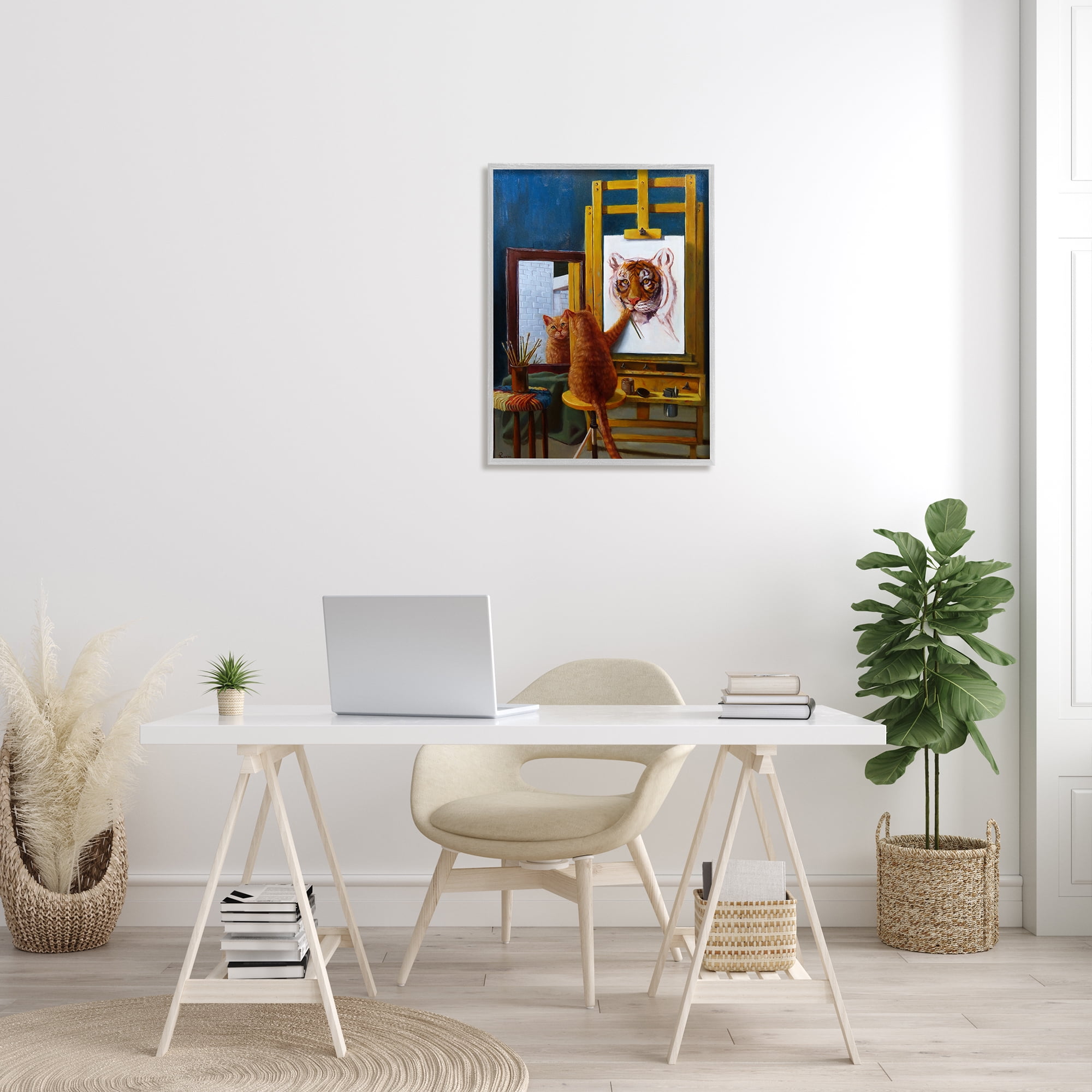 Stupell Industries Cat Confidence Self Portrait as a Tiger Funny Painting, 24 x 30,Design by Lucia Heffernan