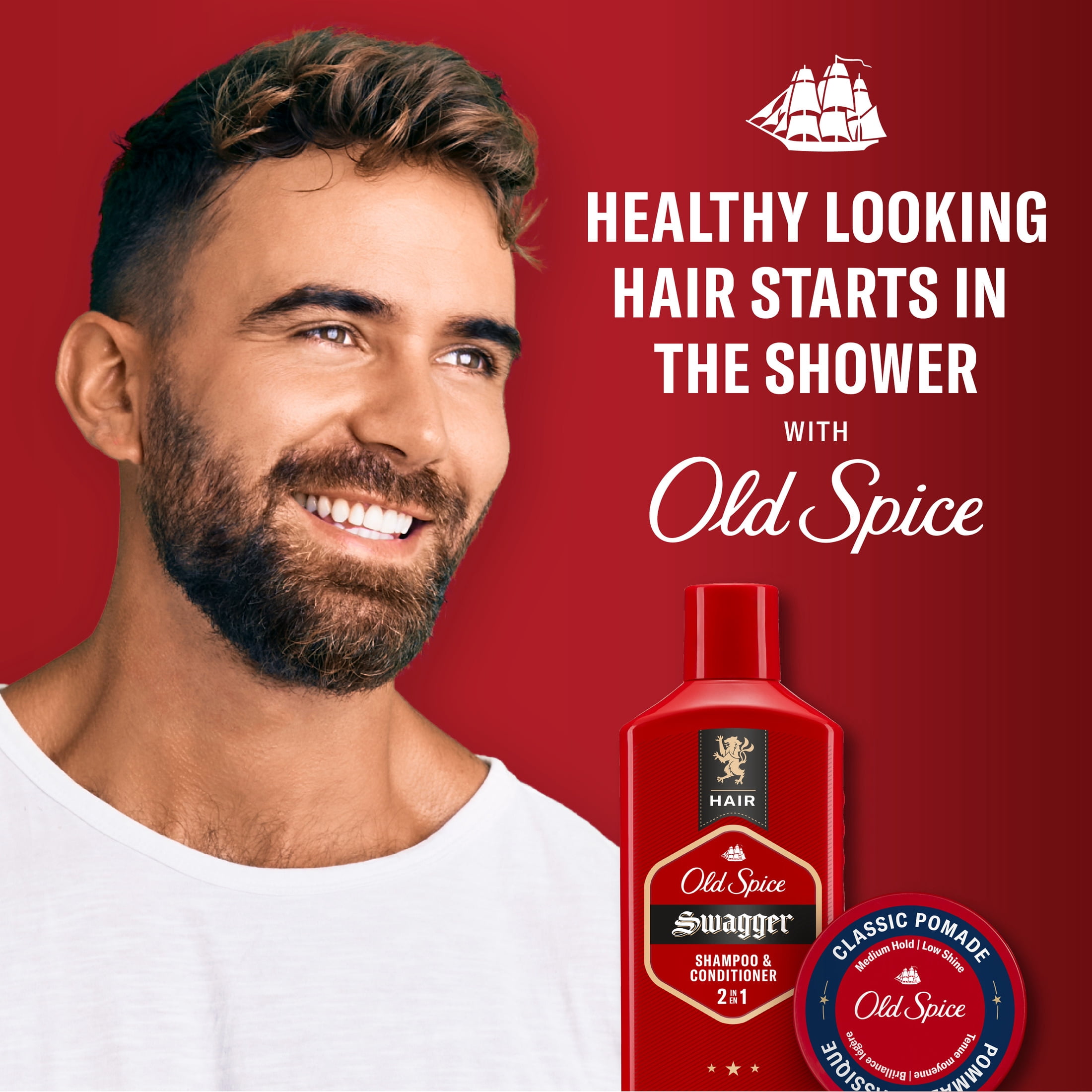 (3 pack) Old Spice Swagger 2in1 Mens Shampoo and Conditioner, Healthier, Fuller, More Moisturized Looking Hair, 13.5 fl oz