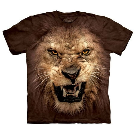 - Brown 100% Cotton Big Face Roaring Lion T-Shirt