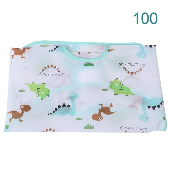 Delantal infantil impermeable y antiincrustante con cuello redondo y manga larga para bebé, color azul 100