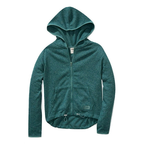 Victoria's Secret Pink Sweater Knit High Low Hoodie Full Zip Color Teal Size Small NWT