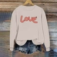 thumbnail image 5 of AuroraX Crewneck Long Sleeve Tops for Women,Graphic Beige Long Sleeve Oversized Sweatshirt for Women Holiday Cotton Valentines Pullover, 5 of 5