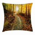 thumbnail image 1 of Fall Decor Throw Pillow Cushion Cover, Inspirational Early Morning View in Woods Rising Sun Idyllic Park Wilderness, Decorative Square Accent Pillow Case, 18 X 18 Inches, Multicolor, by Ambesonne, 1 of 2