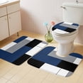 thumbnail image 2 of Navy Blue Black Grey Bath Mat 3 Piece Bathroom Rug Set, Modern Irregular Geometric Abstract Non Slip Bath Rug Contour Mat and Toilet Lid Cover, Absorbent Shower Mats Soft Bath Rugs and Mats Sets, 2 of 8