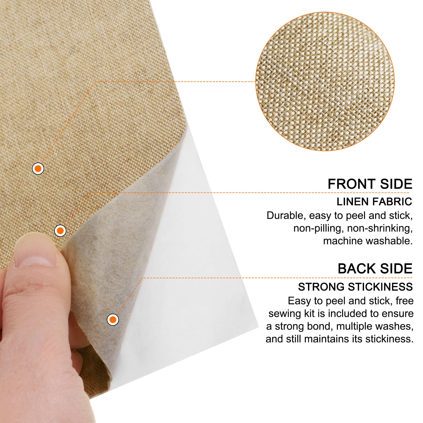 Uxcell Linen Repair Patches Self-Adhesive Fine Linen Couch Fabric Patches Tape Can Be Used for Furniture Brown 15 3/4"x157.5"