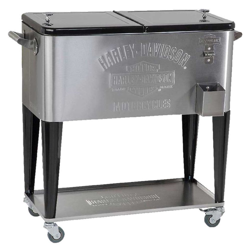 HarleyDavidson Embossed Bar & Shield Stainless Steel Rolling Cooler