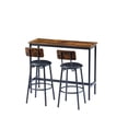 thumbnail image 6 of 3-Piece Dining Set for 2,Bar Table Set with 2 Bar stools PU Soft seat with backrest, (Grey or Rustic Brown or Black PU Bar Chairs), 43.31'' L x 15.75'' W x 35.43'' H, 6 of 15