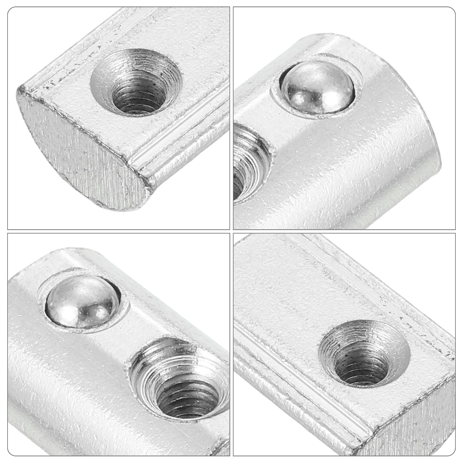 Uxcell M5 T Spring Nut, 50 Pack 4545 Series Half Round Roll in Spring Nut, Carbon Steel Nickel Plated Roll Ball Elastic Nut with Slot 10mm for 4545 Series Aluminum Extrusion Profile