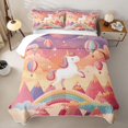 thumbnail image 2 of Manfei Magical Unicorn Quilt Full,Hot Air Balloon Full Bedspread Sets,Peach Multicolor,3-Piece, 2 of 7