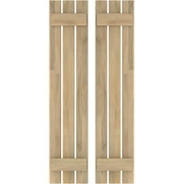 Ekena Millwork 11 1/2"W x 76"H Americraft Three Board (2 Batten) Exterior Real Wood Spaced Board-n-Batten Shutters (Per Pair), Unfinished