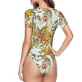 thumbnail image 4 of Easygdp Ducks And Flowers Women'S Waist-Cinching Short-Sleeved Onesie, Olastic Onesiet,Snaps At Bottom,Easy To Put On And Take Off - Large, 4 of 9