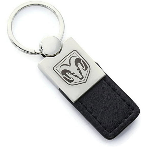 Dodge Ram Head Keychain & Keyring - Duo Premium Black Leather