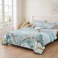 thumbnail image 2 of Twin XL Quilt Set 68''x98'', Teal Ocean Coastal Lightweight Bedspread Coverlet Set with 2 Pillow Shams, Summer Beach Nautical Coral Starfish Breathable All Season Quilt Bedding for Dorm/Guest Room, 2 of 9