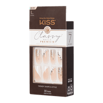 KISS Premium Classy Press-On Nails, Glittery French Tips, X-Long, Coffin Shape, 33 Ct