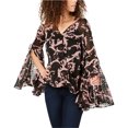 thumbnail image 1 of I.N.C Blouse à Manches Cloche Fendue pour Femmes, Noir, Grand, 1 of 1