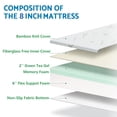 thumbnail image 6 of King Mattress,8 inch Green Tea Gel Memory Foam Mattress with Bamboo Knit Cover, Made in USA, 6 of 7
