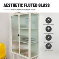 thumbnail image 5 of Retro Fluted Glass Storage Cabinet with Two Detachable Shelves, Dual Doors Corner Cabinet Buffet Sideboard with Metal Frame, Dust-free Tall Accent Cupboard with Storage for Living Room, Beige White, 5 of 7