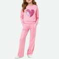 thumbnail image 2 of Nskgu Girls Clothes 2 Piece Fashion Fall Outfits Oversized Heart Print Pullover Sweatshirt and Sweatpant Sweatsuit Sets with Pockets, 2 of 5