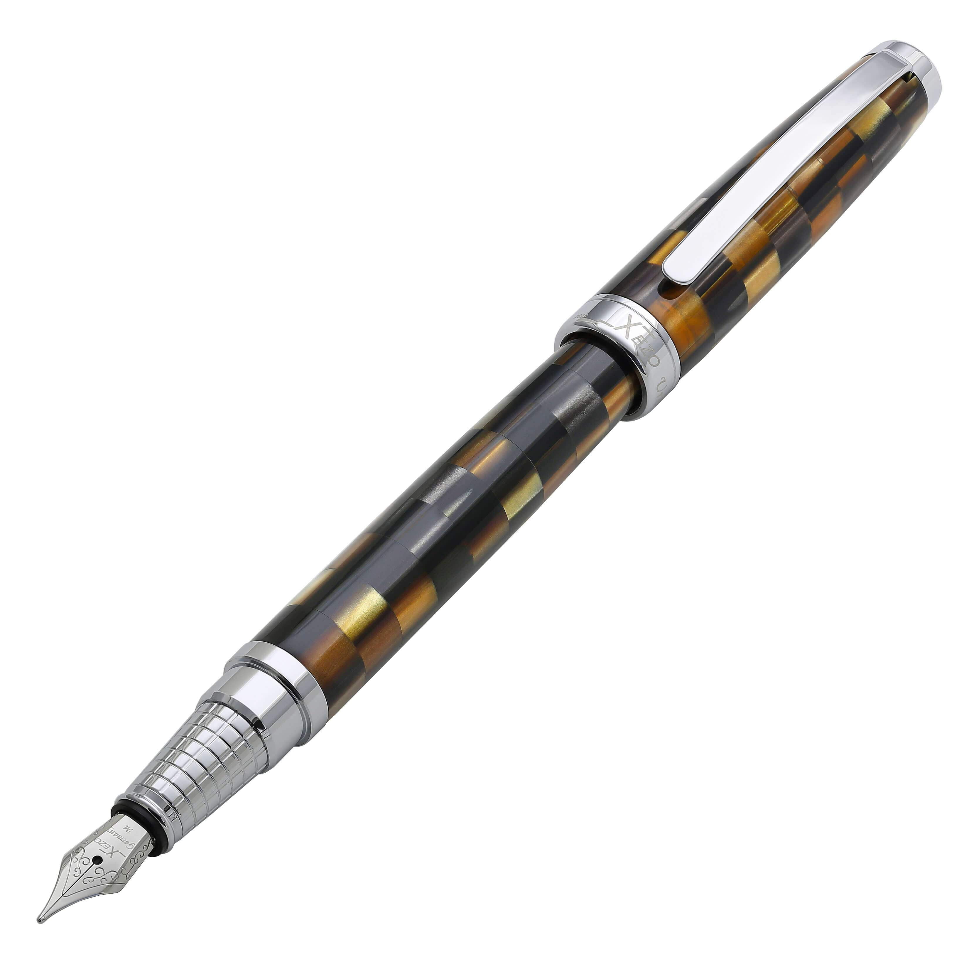 Xezo Urbanite I Acrylic  Brass Fountain Pen (Medium Nib) - Woody Brown