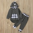 thumbnail image 4 of Baby Dinosaur Outfits 3D Plaid Long Sleeve Hoodie Jogger Pant Sets 2 Piece Fall Winter Baby Boy Girl Clothes (12-18 Months, Gray), 4 of 7