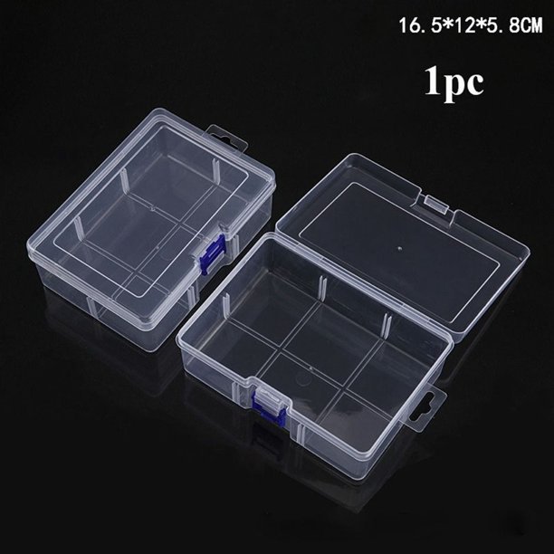 Caja de almacenamiento transparente de plástico cuadrado, contenedor de cuentas de joyería, caja de accesorios de herramientas de pesca, artículos pequeños, estuche organizador de artículos diversos