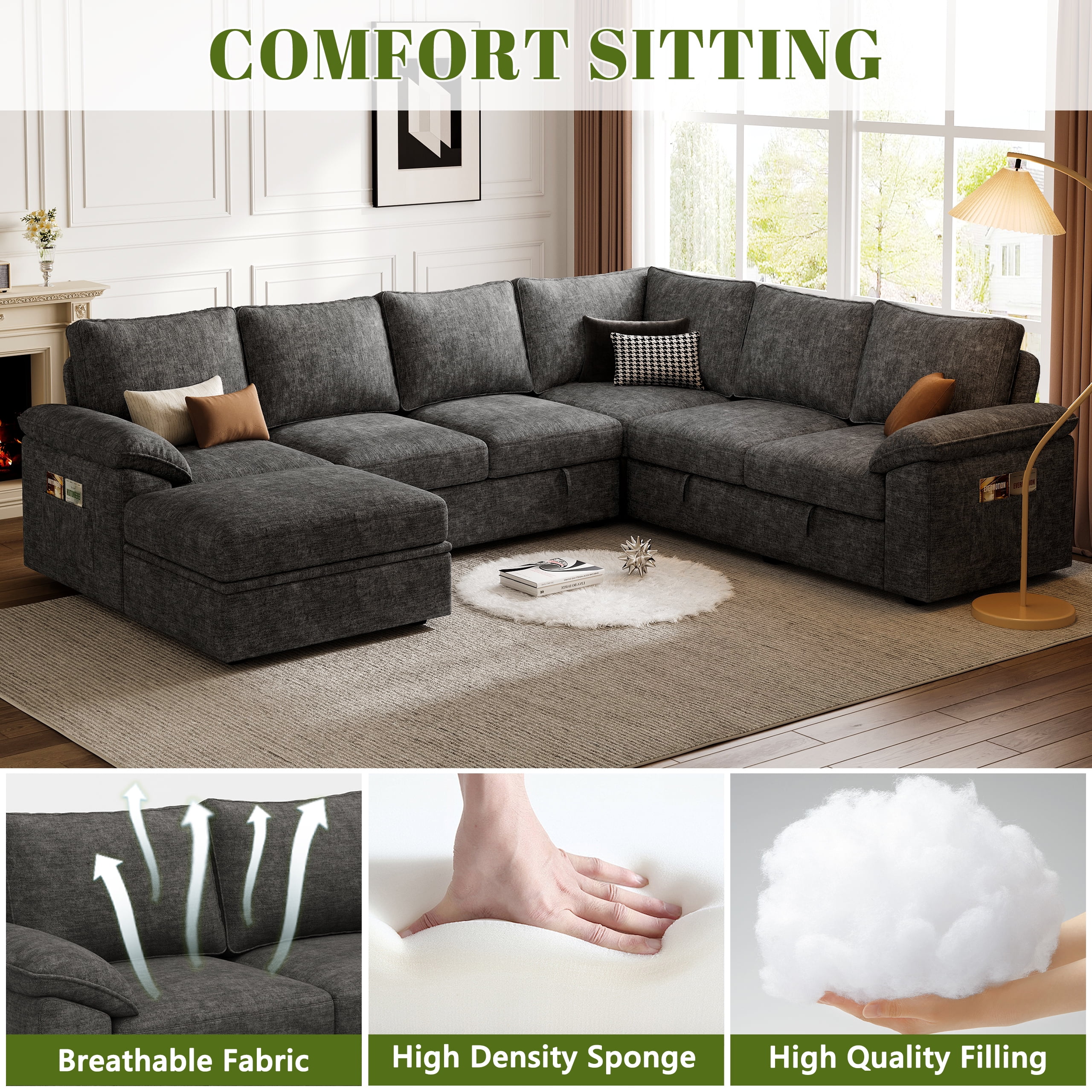108 Inch Sectional Sleeper Sofa