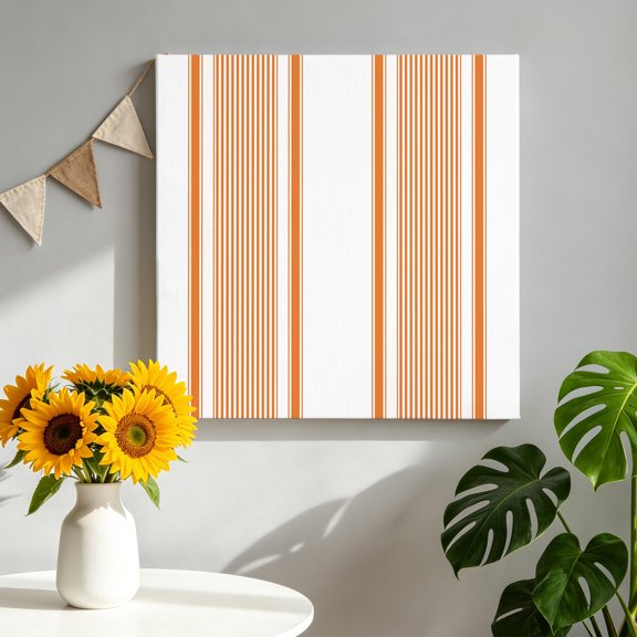 Orange Striped Canvas Wall Art for Living Room, Minimalist Stripes Farmhouse Modern Natural Poster Print Painting for Bedroom Dining Room Balcony Decoration Wall Pictures Prepare To Hang 10"x10"