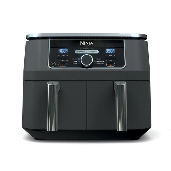 Ninja Foodi 8 qt 2-Basket Air Fryer, Black - DualZone Technology, Smart Finish