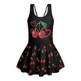 thumbnail image 4 of COEQINE Girls One Piece Swimsuit with Attached Liner, Scoop Neck V-Back Swim Dress for Swim Lessons, Polyester Spandex Bathing Suit for Girls 3-4 Year Olds, Cherry Heart Black, 4 of 8