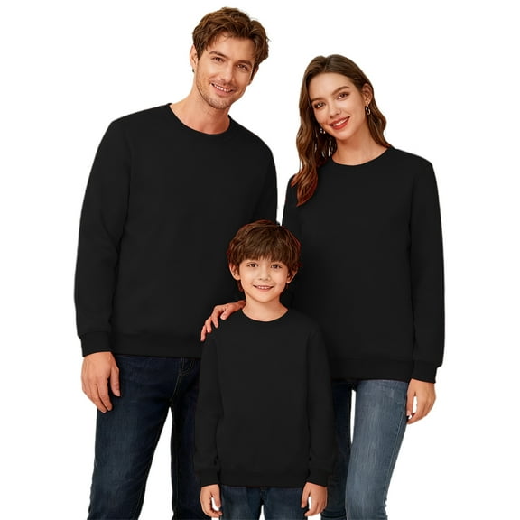 DHFJKG Mens Family Matching Sweatshirts Dad Long Sleeve Crewneck Solid Color Pullover For Dad And Kids Festive Holiday Leisure Tops