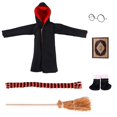 thumbnail image 4 of Kawaii Elf On The Shelf Christmas Accessories Doll Clothes Halloween Black Coat Scarf Glasses Broom Children Birthday Gift, 4 of 4