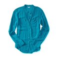 thumbnail image 1 of Camisa semitransparente con botones Aeropostale para mujer verde extra pequeña, 1 of 1