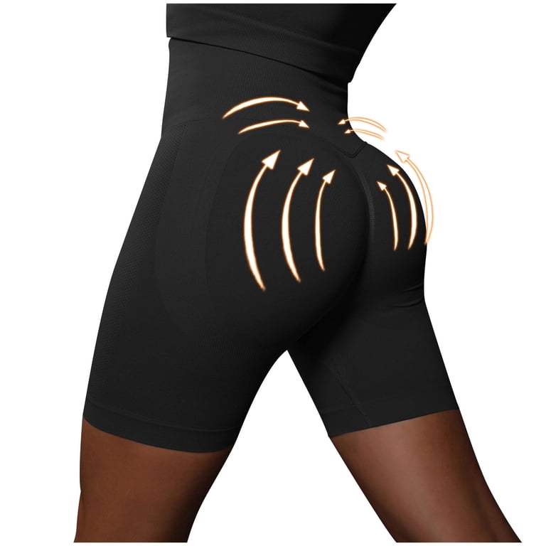 2 Leggings Courts Femme - Taille Haute, Extensible Anti-frottement - Pour Yoga, Gym, Cyclisme, Running - Taille Unique 50-62,5 Kg