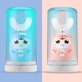 thumbnail image 2 of Cepillo de dientes eléctrico sónico de 360 grados para niños, recargable, inteligente, en forma de U, de silicona, con vaso de desinfección para niños, 2 of 5