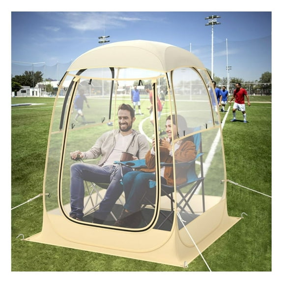 Pop Up Sports Tent, Transparent PVC Bubble Tent with Floor Mat & Carrying Bag for 6-10 People - Waterproof Windproof Instant Shelter for Camping, Sports, Fishing & Outdoor Events