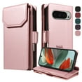 thumbnail image 5 of ELEHOLD Wallet Case For Google Pixel 7, Luxury PU Leather Shockproof Magnetic Flip Kickstand Card Slots Cash Pocket Wallet Case With Detachable Lanyard, Rosegold, 5 of 11